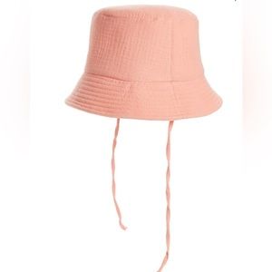 Nordstrom Bp Women's Coral Cotton Quilted Bucket Hat w Chin Tie sz OS